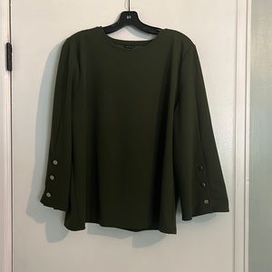Ann Taylor Olive Green Blouse with Button Detail